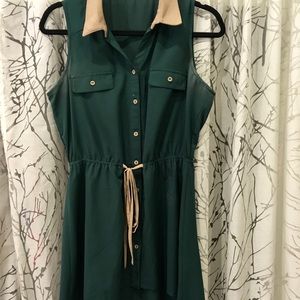 Hunter green hi low blouse